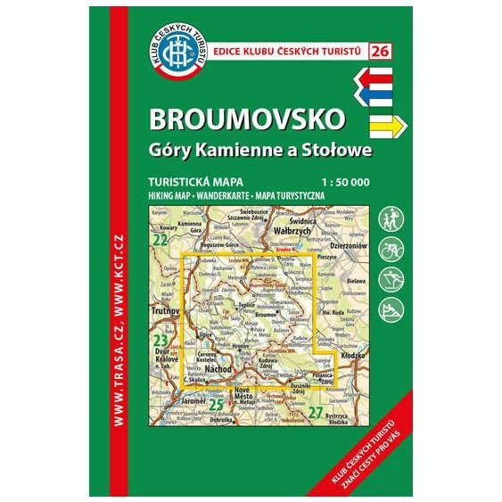 KČT 26 Broumovsko, Góry Kamienne a Stolowe1:50 000. Turistická mapa.
