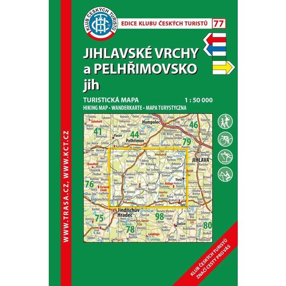 KČT 77 Jihlavské vrchy a Pelhřimovsko jih 1:50 000. Turistická mapa.