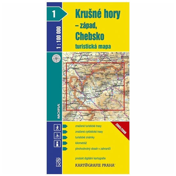 1:100T ( 1)-Krušné hory-západ,Chebsko  - Turistická mapa.